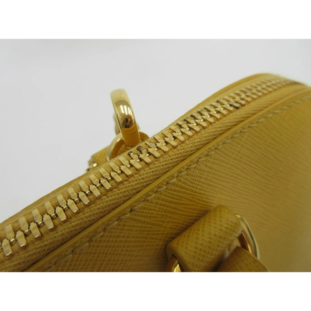 PRADA Bag Handbag Long Shoulder Crossbody Yellow Saffiano Leather - Picture 8 of 14